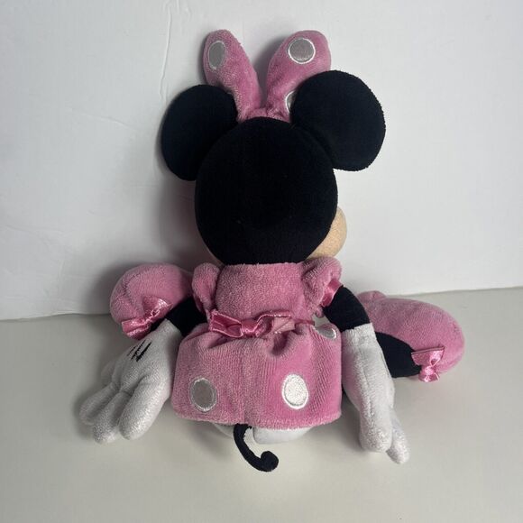 Disney Junior Minnie Mouse Pink Polka Dot Dress Plush Soft Stuffed Beanie 13” - Picture 2 of 6